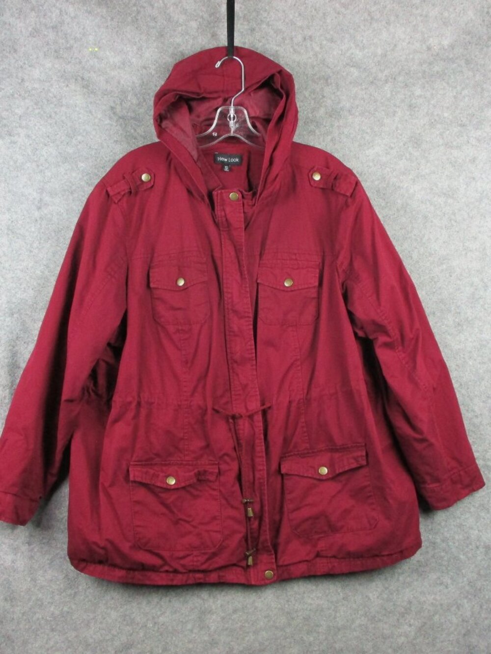 New Look Jacket Womens 3X W51 in Red Maroon 100% Cotton Full Zip Hooded Lined